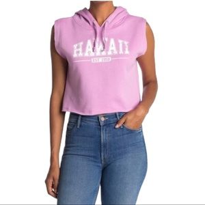 Abound Hawaii Hooded Sleeveless Crop Organic Cotton Sweatshirt (L)